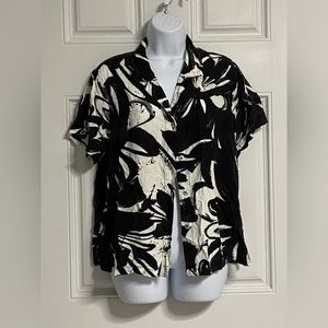 D- OBSIDIAN Hawaiian Blousy Button Front Shirt